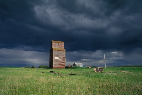 Image of Grain elevator at Deveron, Saskatchewan, "Sunny Breaks"