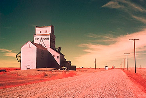 Infrared image of Prelate wooden grain elevator, Saskatchewan