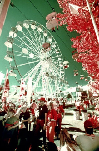 Colour infrared film image of Stampede in Infrared Light