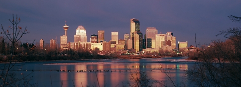 Calgary skyline before sunrise, Alberta