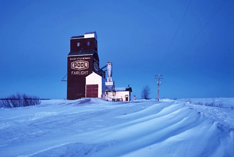 Wooden grain elevator at Fairlight, Saskatchewan 