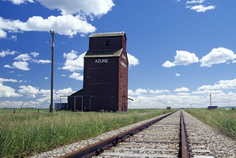 Photograph of wooden elevator at Azure, AB
