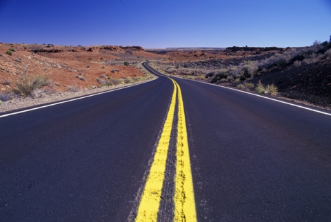 Highway in Painted Desert entitled "Double Yellow Line"