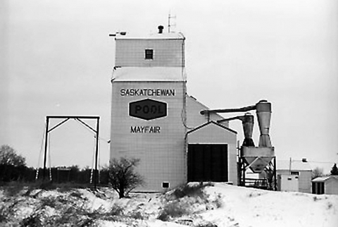 Image of wooden grain elevator at Mayfair, Saskatchewan