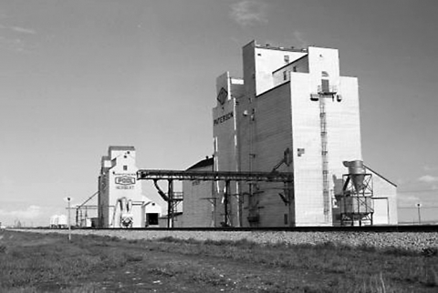 Wooden grain elevators at Herbert, Saskatchewan