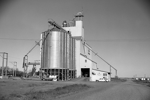 Photograph of wooden grain elevator at Trochu, Alberta