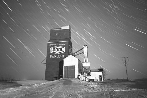 Wooden Grain Elevator at Fairlight, Saskatchewan, "By Starlight"