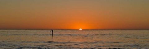 Paddle board and fishing at sunrise