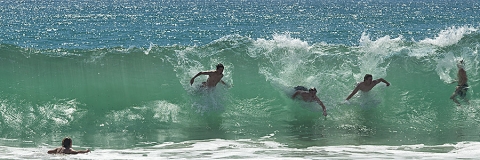 Images of fun in the waves at San Jose del Cabo, BCS Mexico