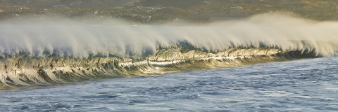 Ocean waves, seascapes, sandy beaches, blues and greens , foam and wave spray,  rolling waves, see through waves.