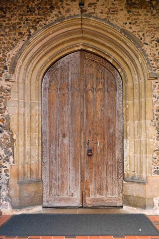 Photo of main doors to All Saints Church, St Gregory, Sudbury, Suffolk, UK