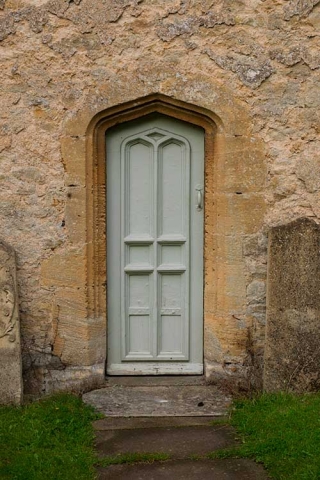 Photo of painted side door to church