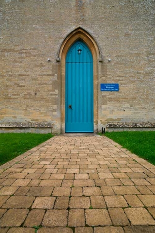 Photo of blue door at St James Church, Aston, Oxfordshire, UK