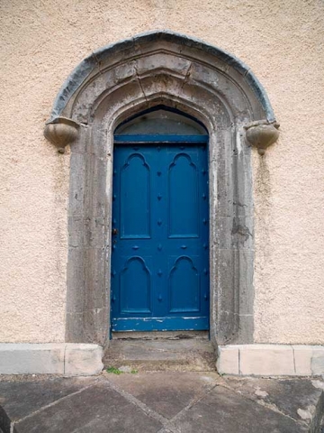 Photo of main entrance door to St Georges, Carrick-on-Shannon Methodist Church, County Leitrim, Republic of Ireland.