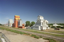 Wooden Grain Elevators at Nanton, Alberta
