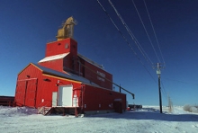 Pioneer grain elevator at Tompkins, Saskatchewan