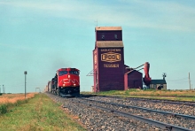 Wooden grain elevator at Tessier, Saskatchewan