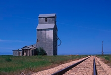 Wooden grain elevator at Ross Fork, Montana