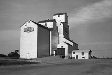 Wooden grain elevators at Glen Ewen, Saskatchewan