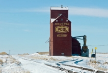 Sask Wheat Pool grain elevator at Viceroy, Saskatchewan